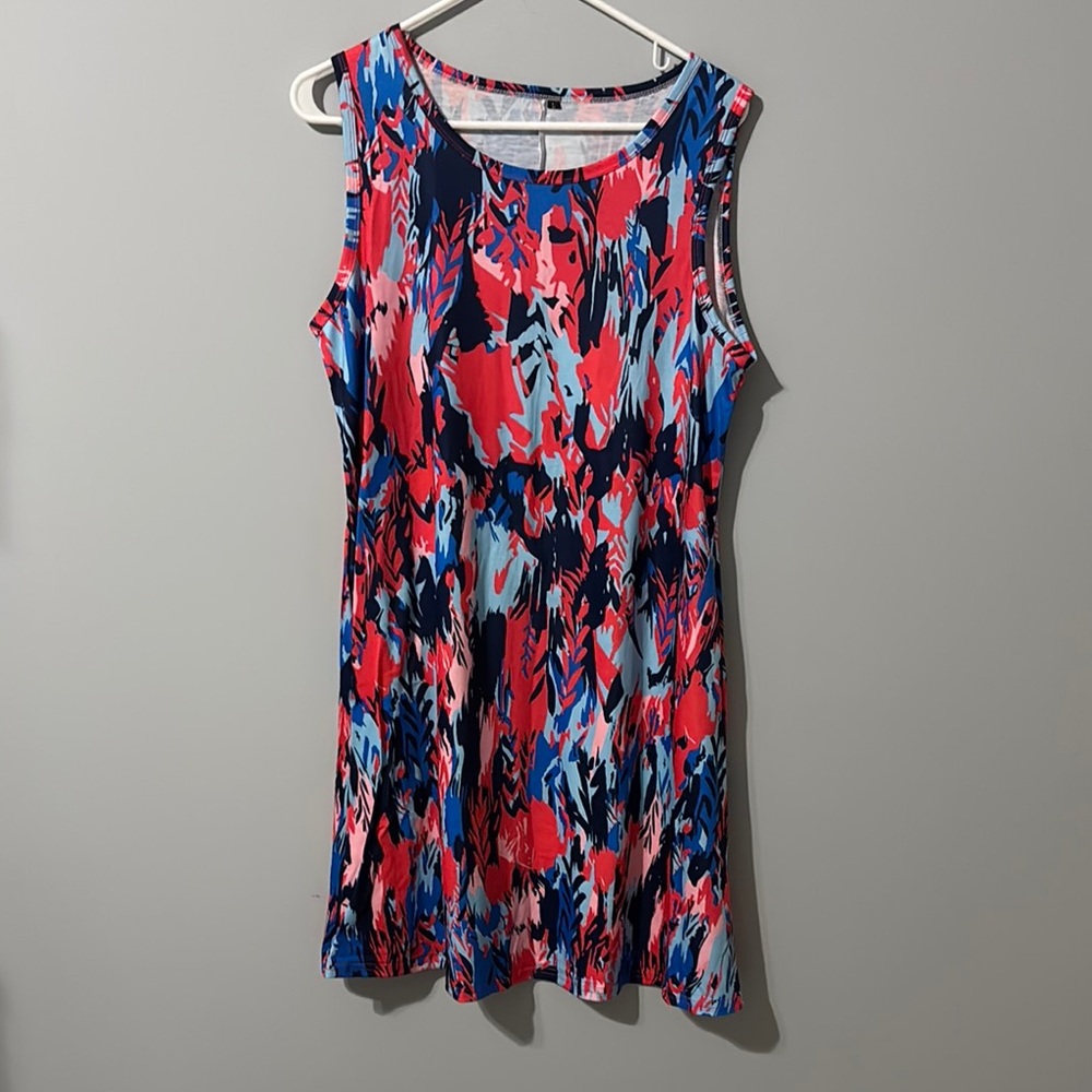 Source Unknown Blue and Red Sleeveless Sundress